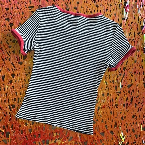 DIVIDED H&M Black & White Striped Baby doll T-Shirt - Picture 5 of 9